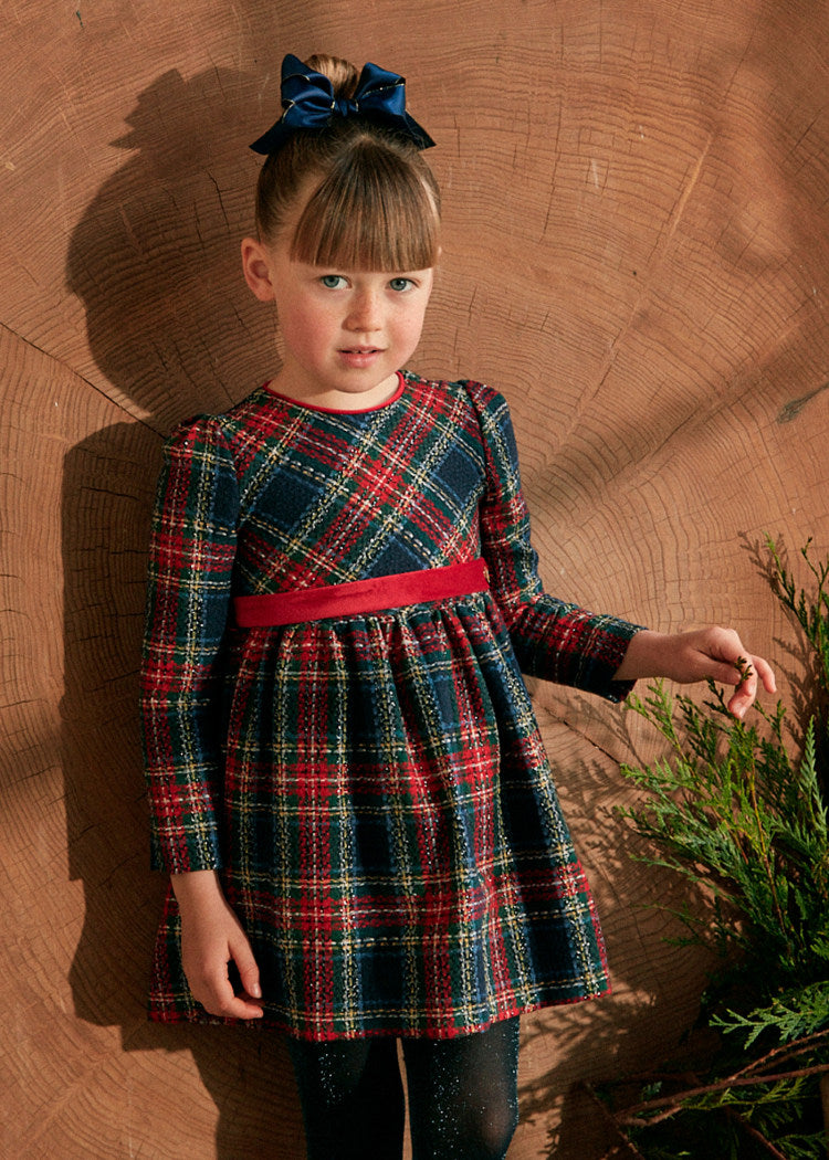 2903 Navy Cherry Plaid Dress