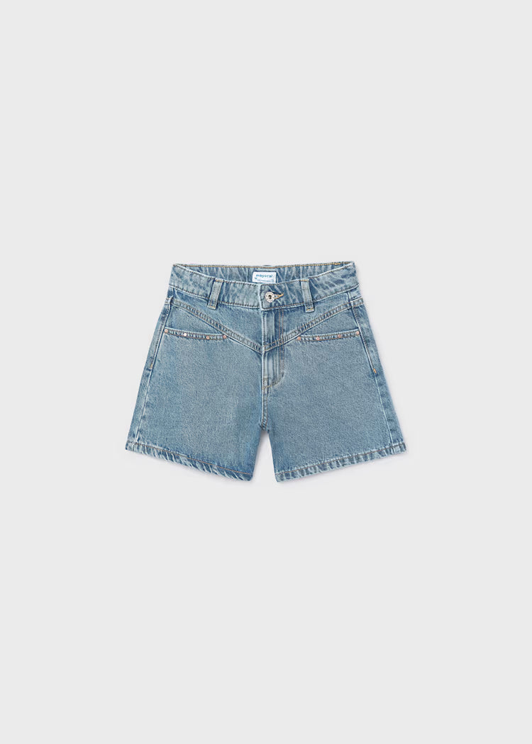 Medium Wash Denim Short with Studs