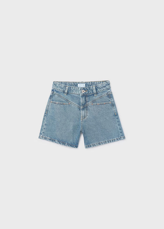 Medium Wash Denim Short with Studs