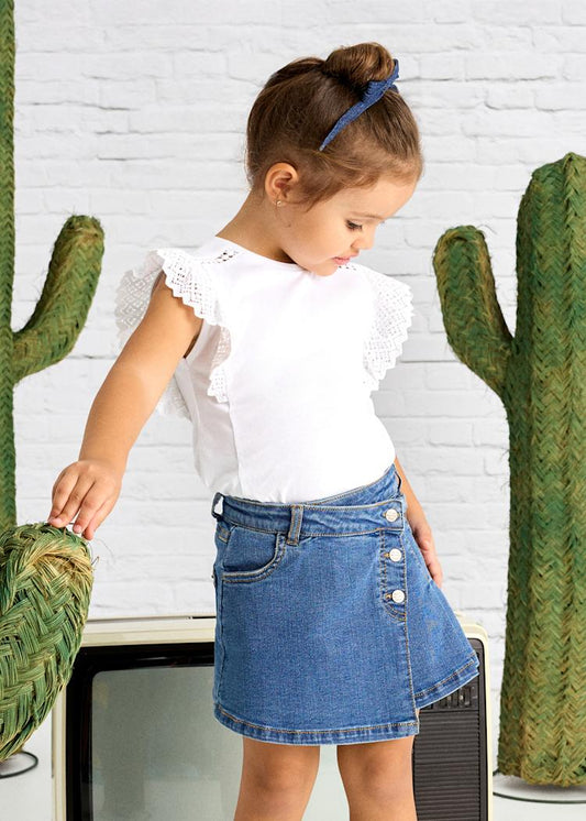 3902 Med Wash Pleated Skirt