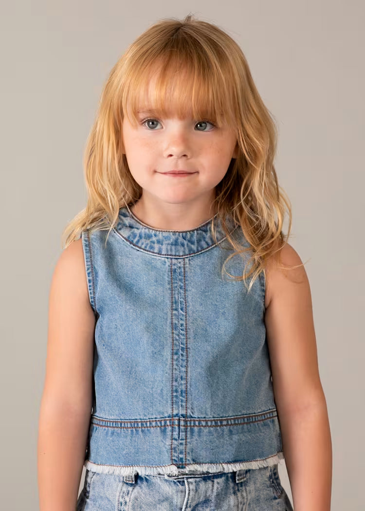 Sleeveless Light Denim Top