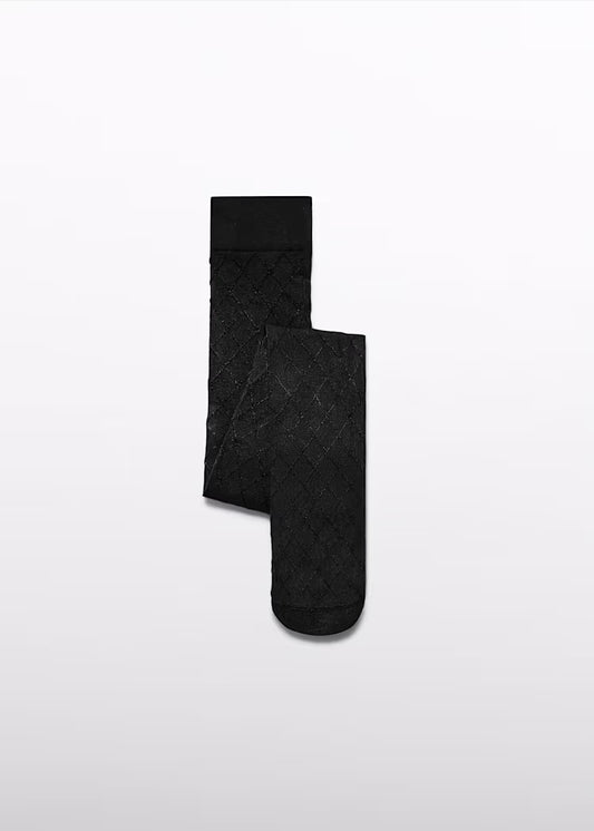 Diamond Jacquard Tights Black