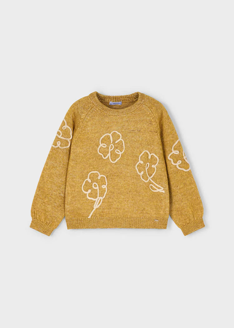 Mustard Sweater Flower Detail