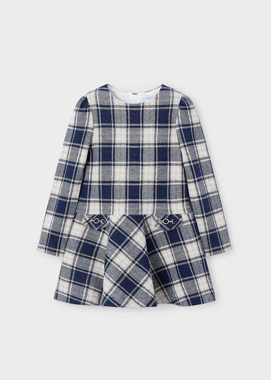 Navy Plaid Knit Dress