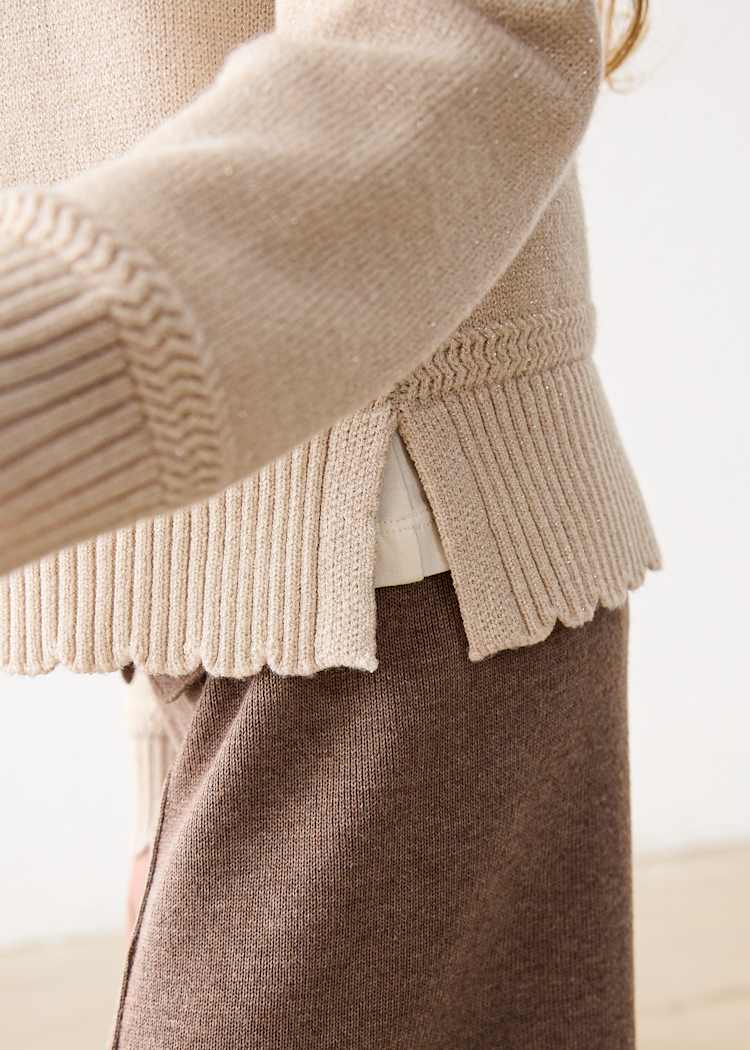 Beige Shimmer Knit Sweater