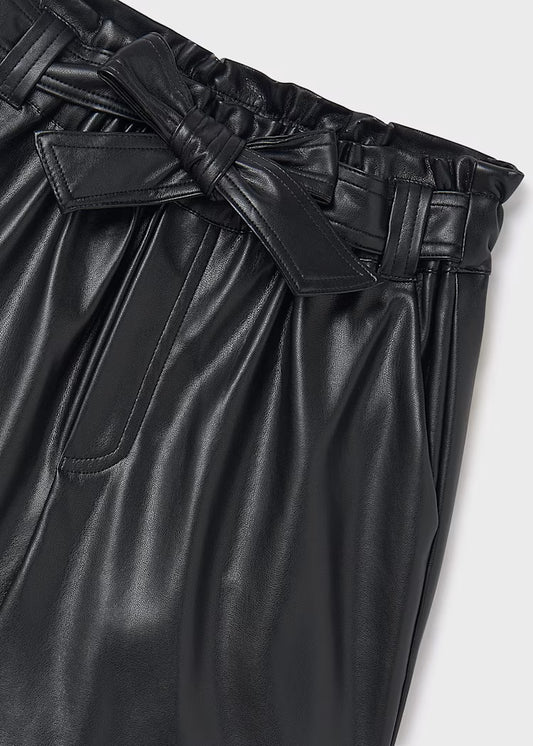 Faux Leather Black Short with Belt