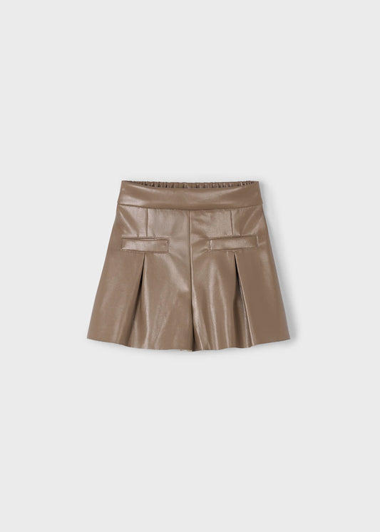 Coffee Faux Leather Skirt