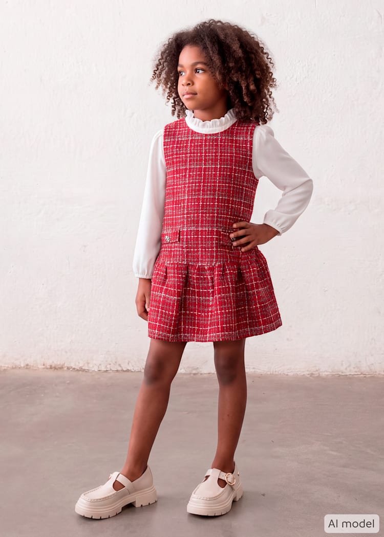 Red Pinafore Dress