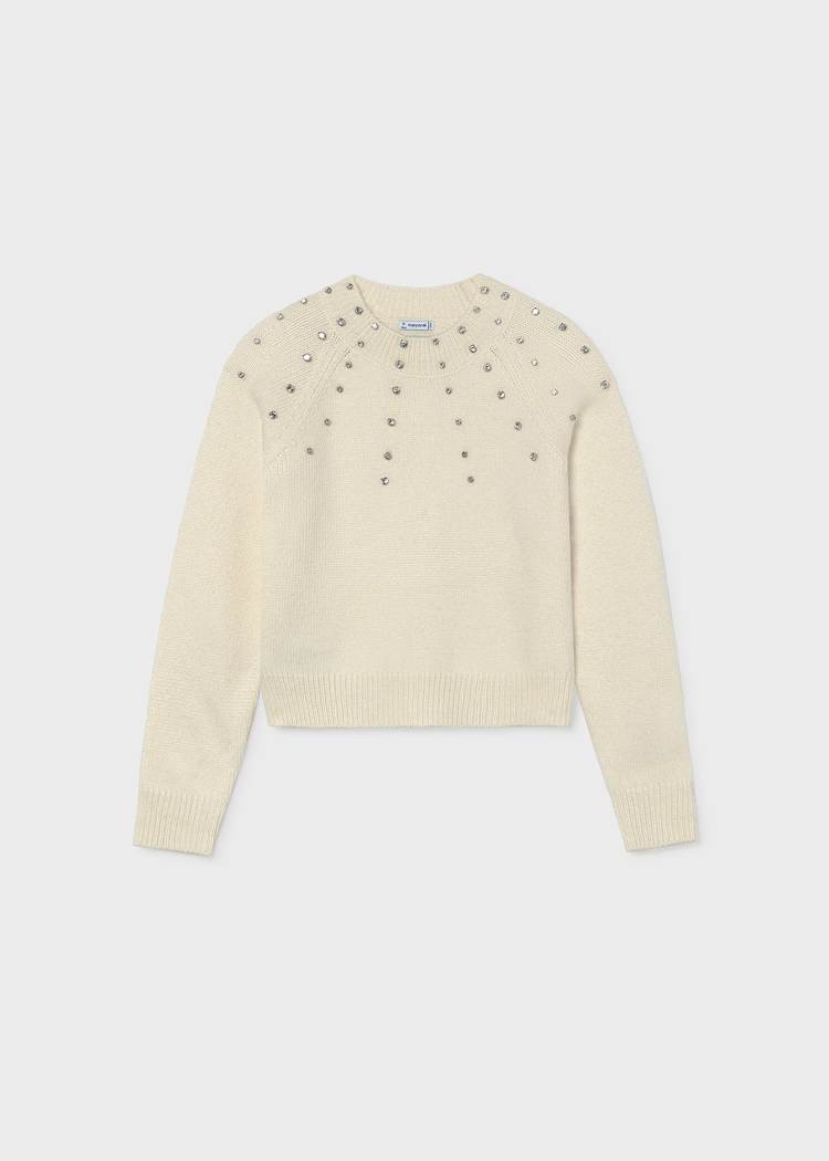 Cream Rhinestone Sweater