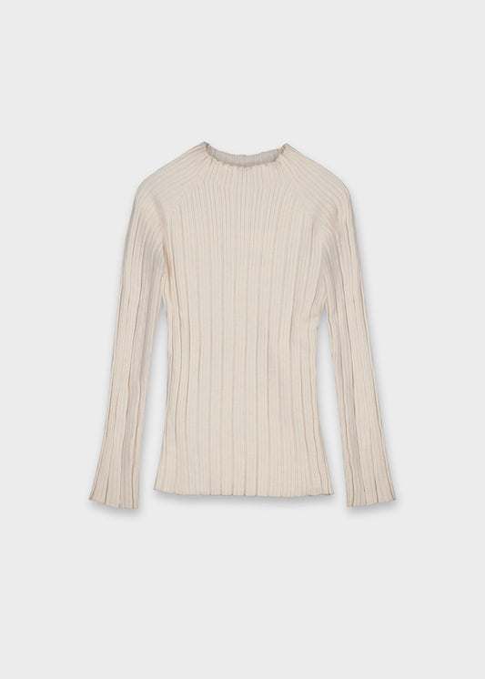 Heather Sand Rib Knit Mock Neck Sweater