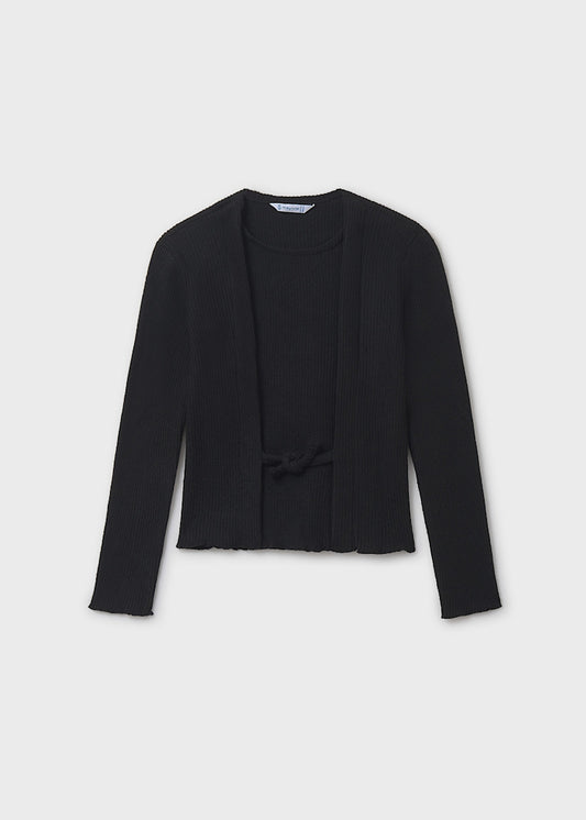 Black Rib Knit Top