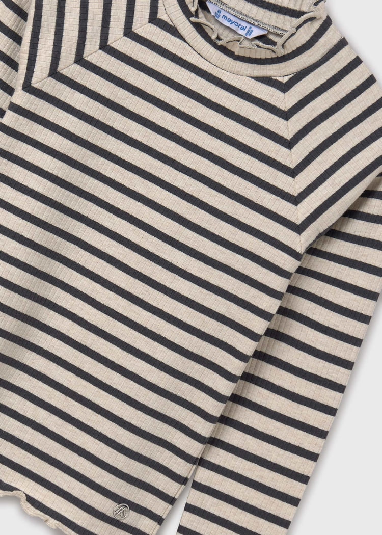 7002 BLK/Ivory Stripe Ribbed Top