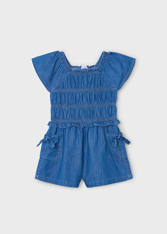 3873 Denim Ruched Romper