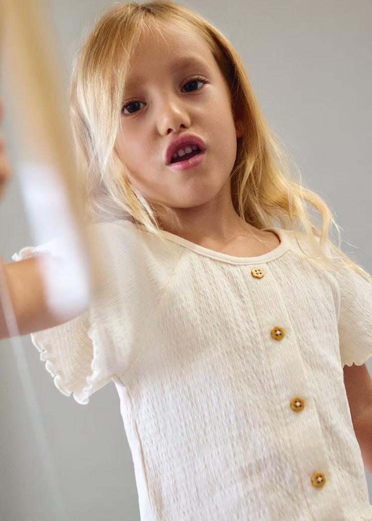 Girl Natural Ruffled T-Shirt