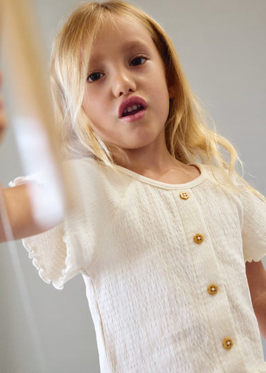 Girl Natural Ruffled T-Shirt