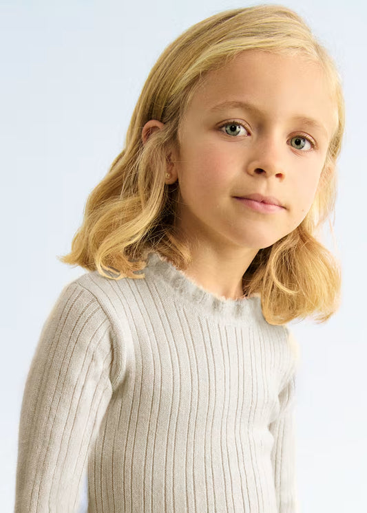 Girl Shiny Ribbed Knit Sweater