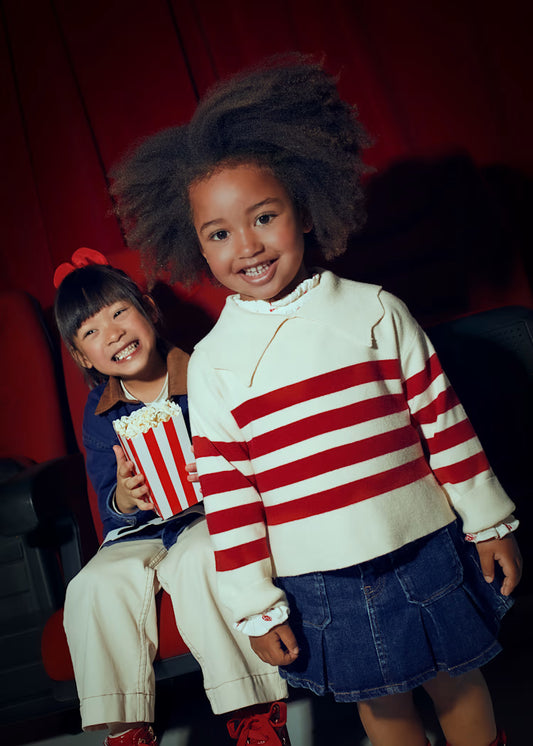 Striped Knit Sweater Red