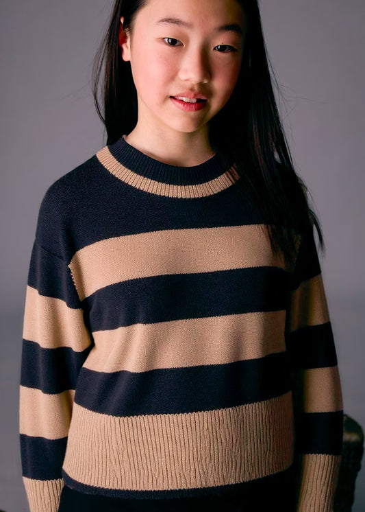 Taupe Black Stripe Sweater