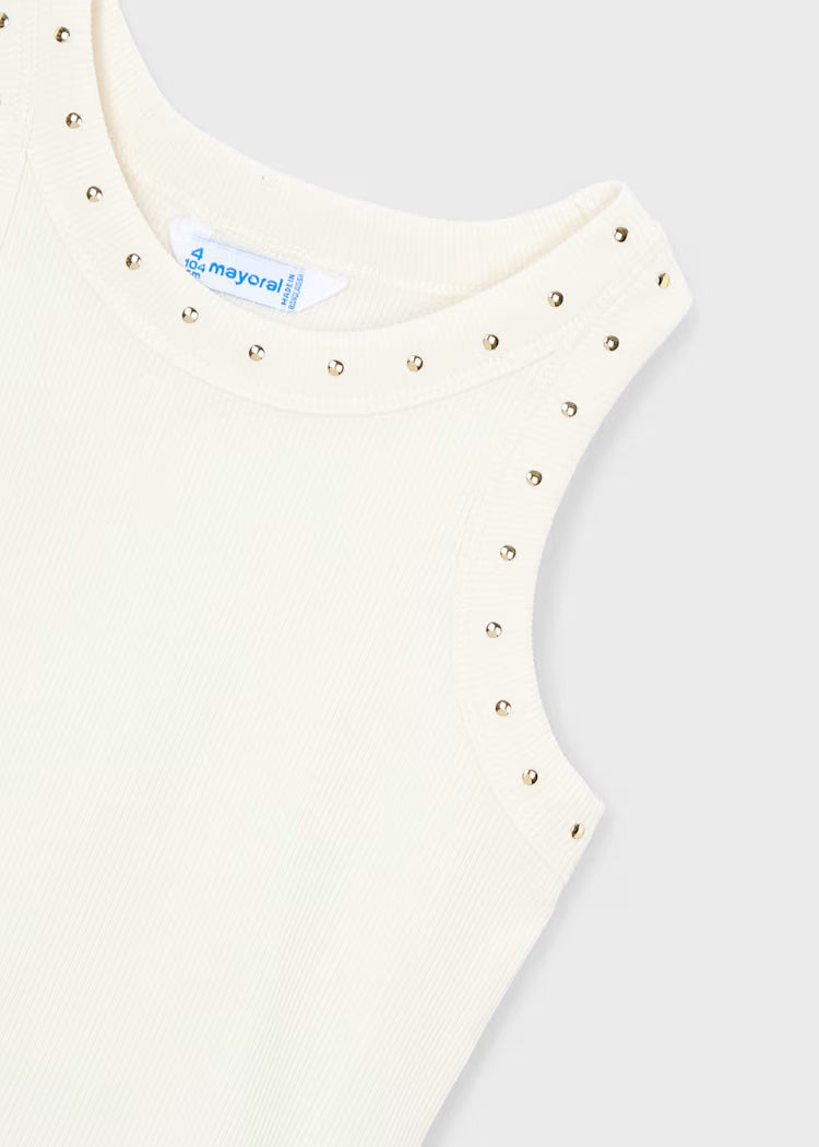 Girl Natural Tank Top with Studs