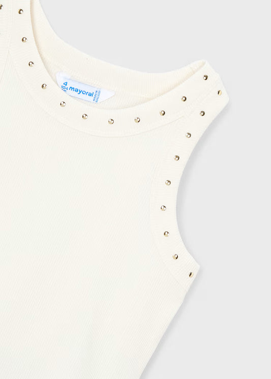 Girl Natural Tank Top with Studs