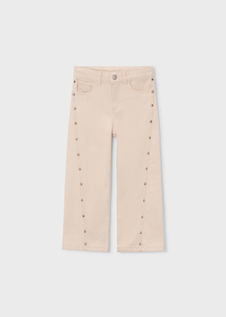 Light Khaki Twill Pants With Studs