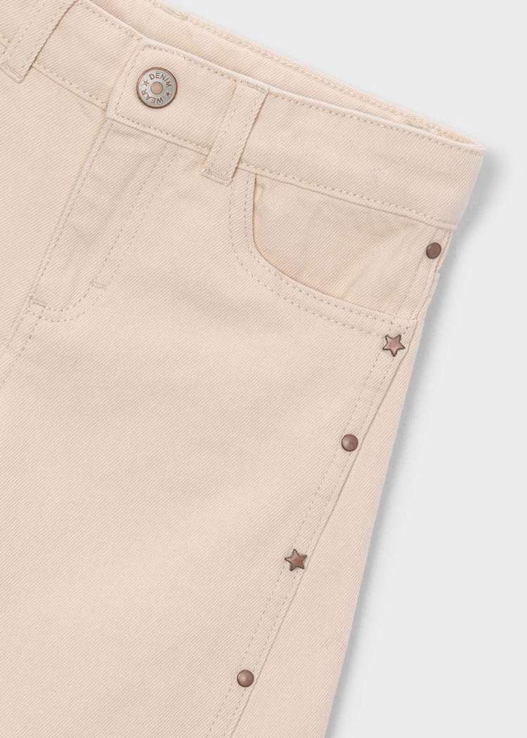 Light Khaki Twill Pants With Studs