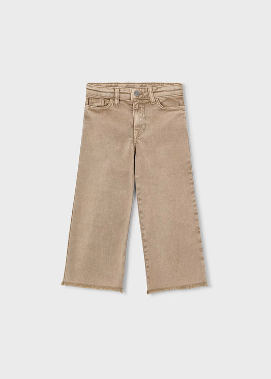 Beige Wide Leg Denim