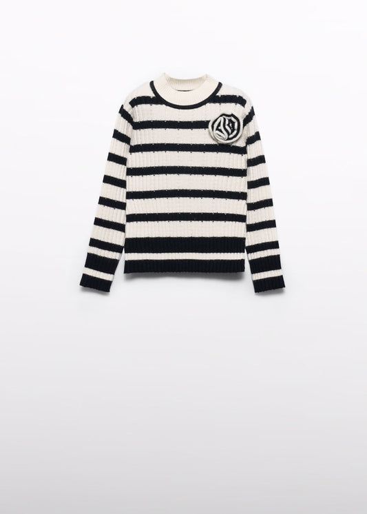 5829 Knit Striped Turtleneck