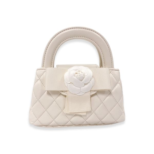 Floral Applique Quilted Bag Ivory