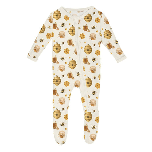 Natural Bees & Honey Zipper Footie
