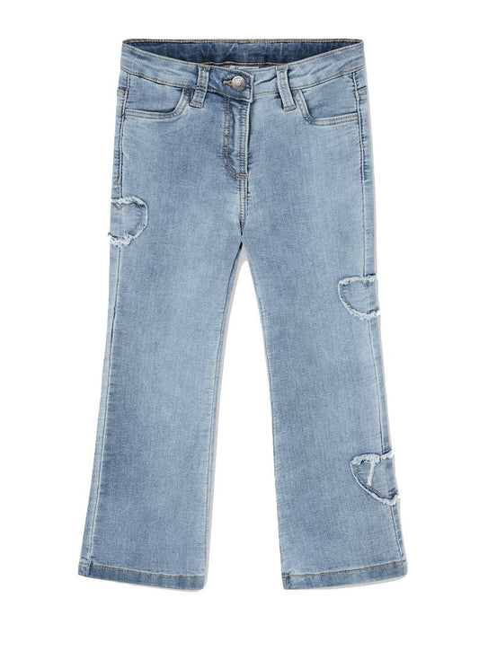 Denim Heart Patch Work Pant