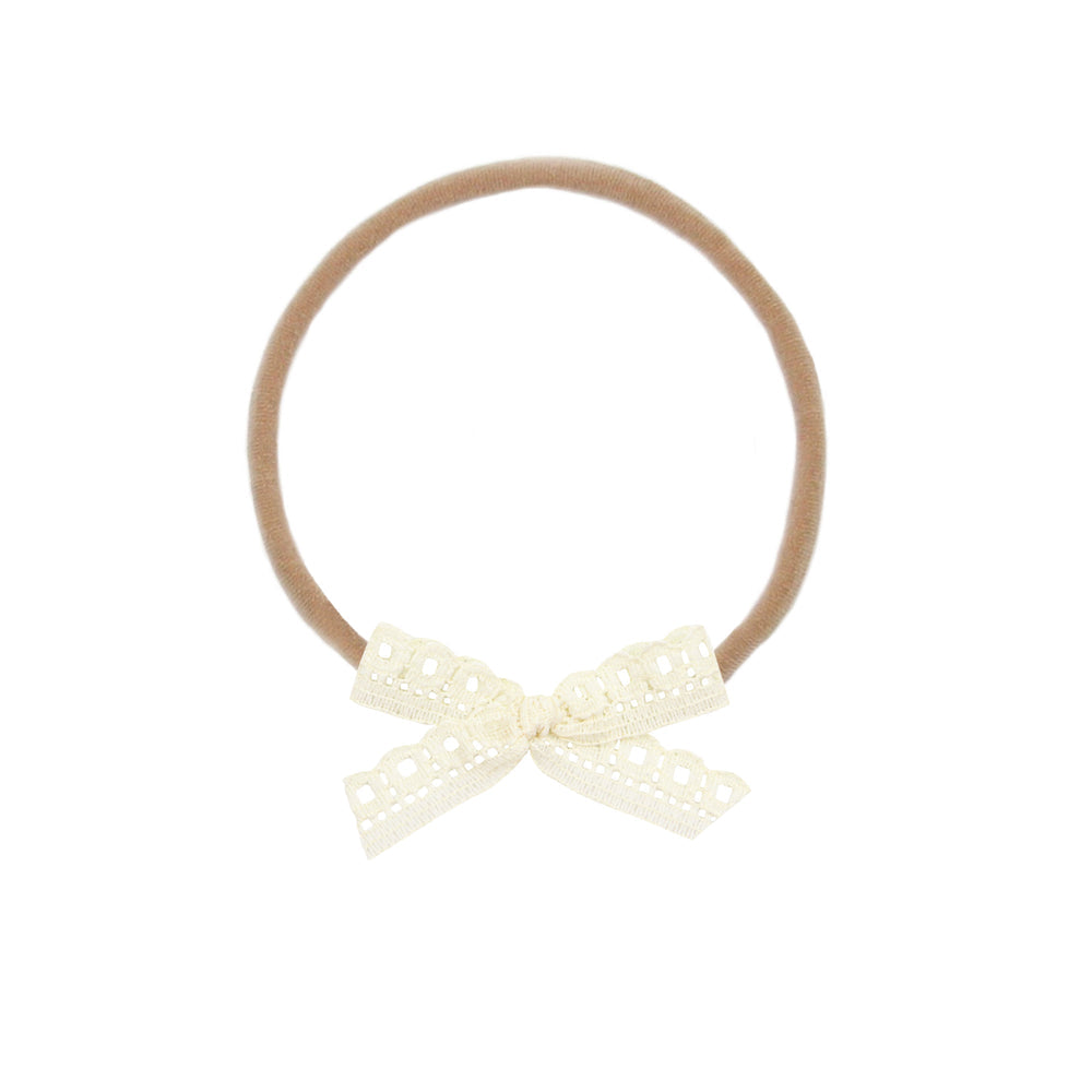 Lace Bow Mini Cream Headband