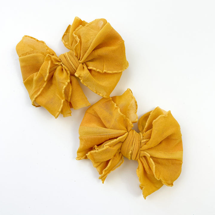 Mustard Ruffle Clip Set