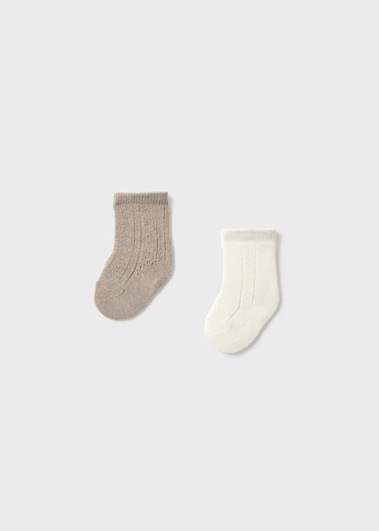 2-pk Ecru Tan Sock