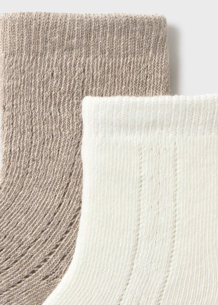 2-pk Ecru Tan Sock