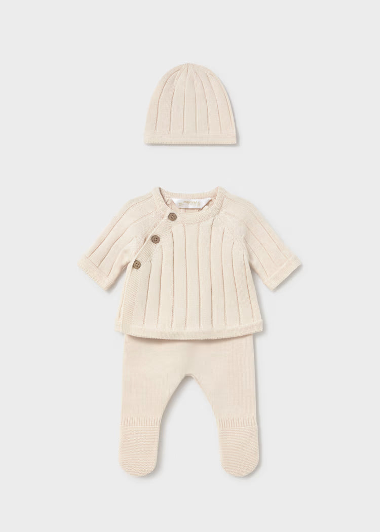 Cream Knit 3pc Set with Wooden Buttons