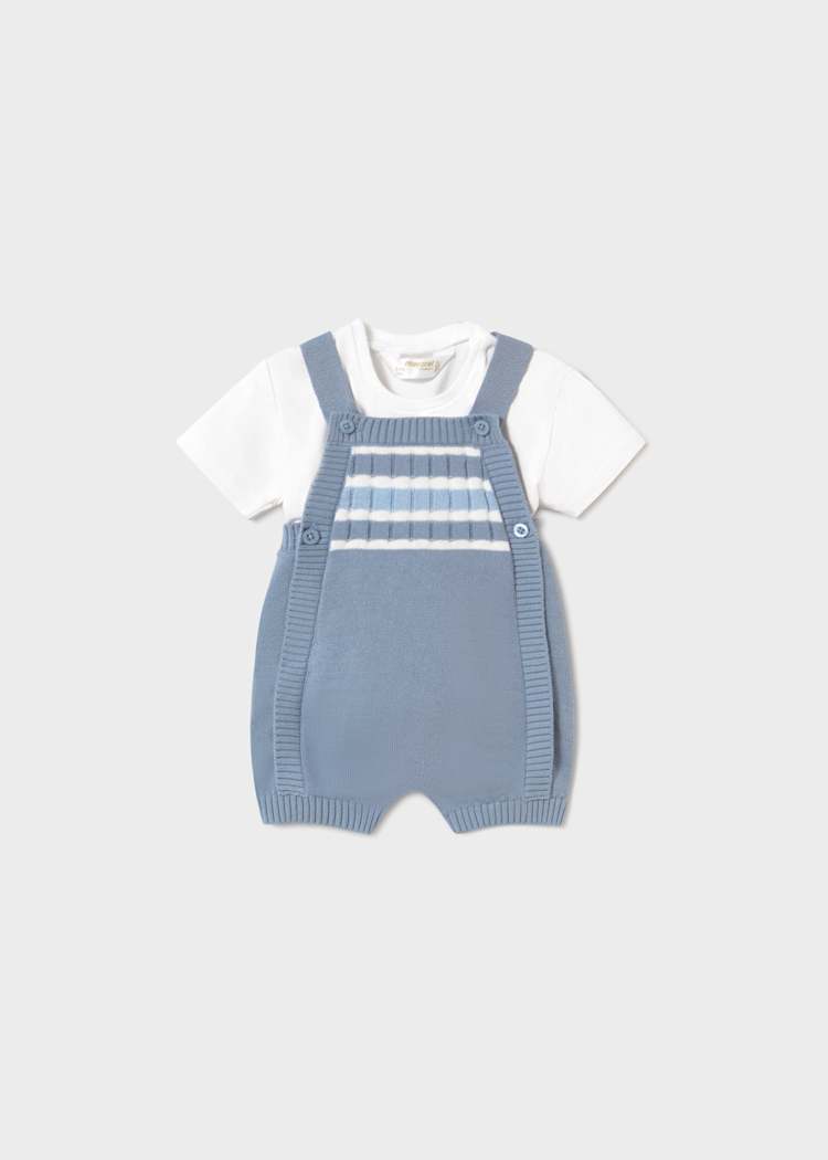 Slate Blue Knit Overall Set