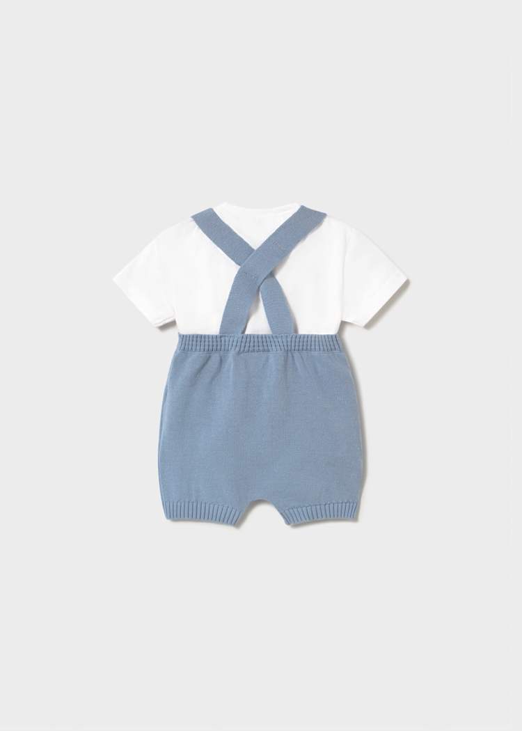 Slate Blue Knit Overall Set