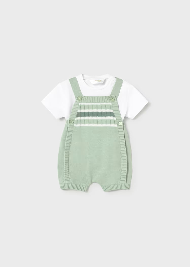 Sage Green Knit Overall Set