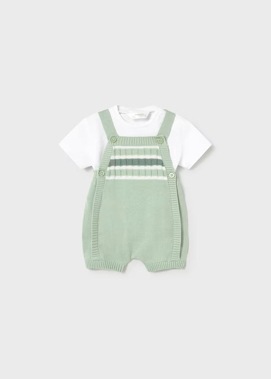 Sage Green Knit Overall Set