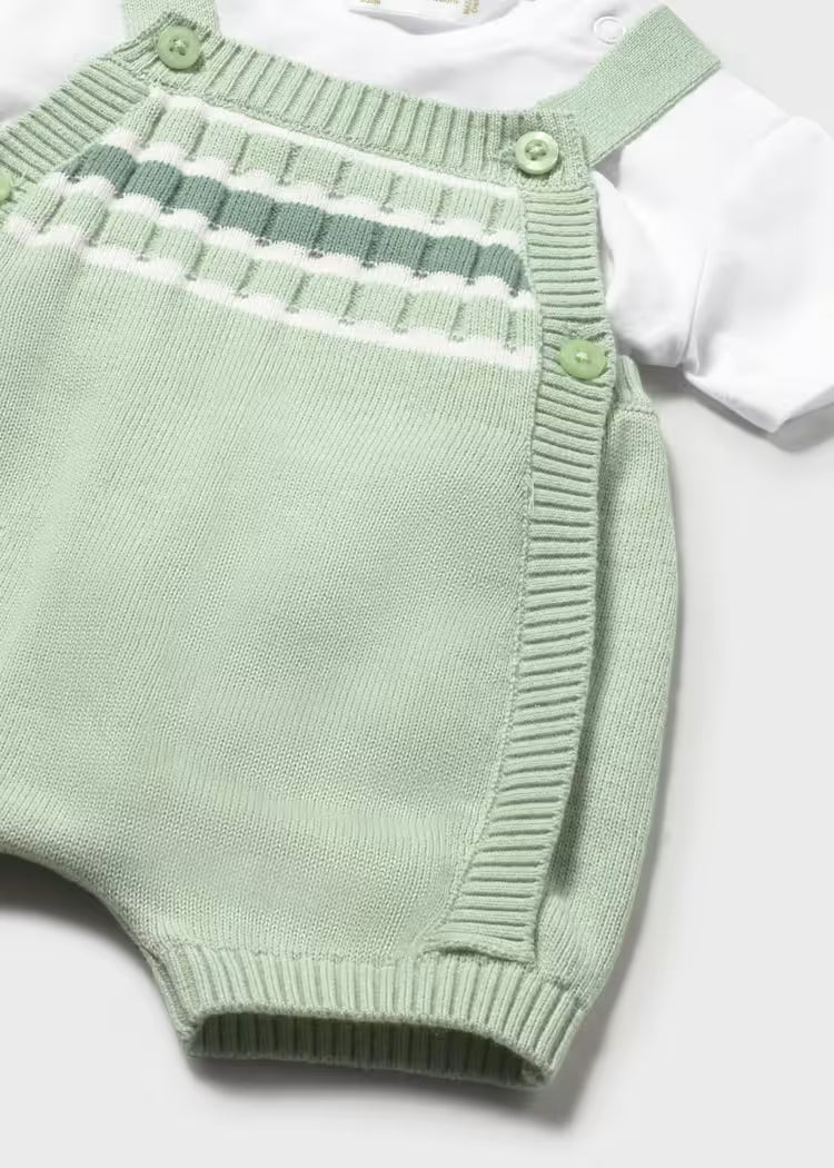 Sage Green Knit Overall Set