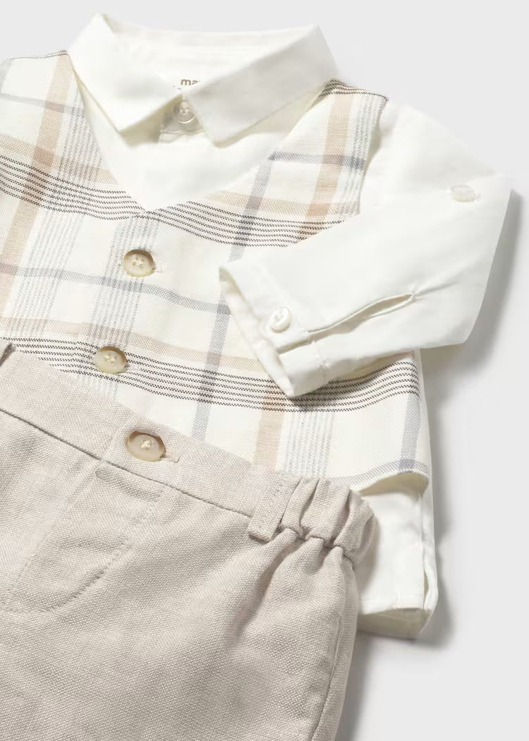 Wheat Plaid Vest Short 3pc Set