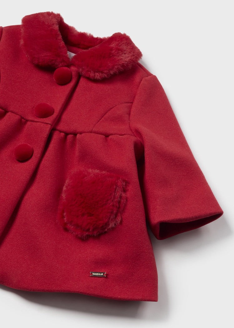 2453 Red Coat W/Faux Fur