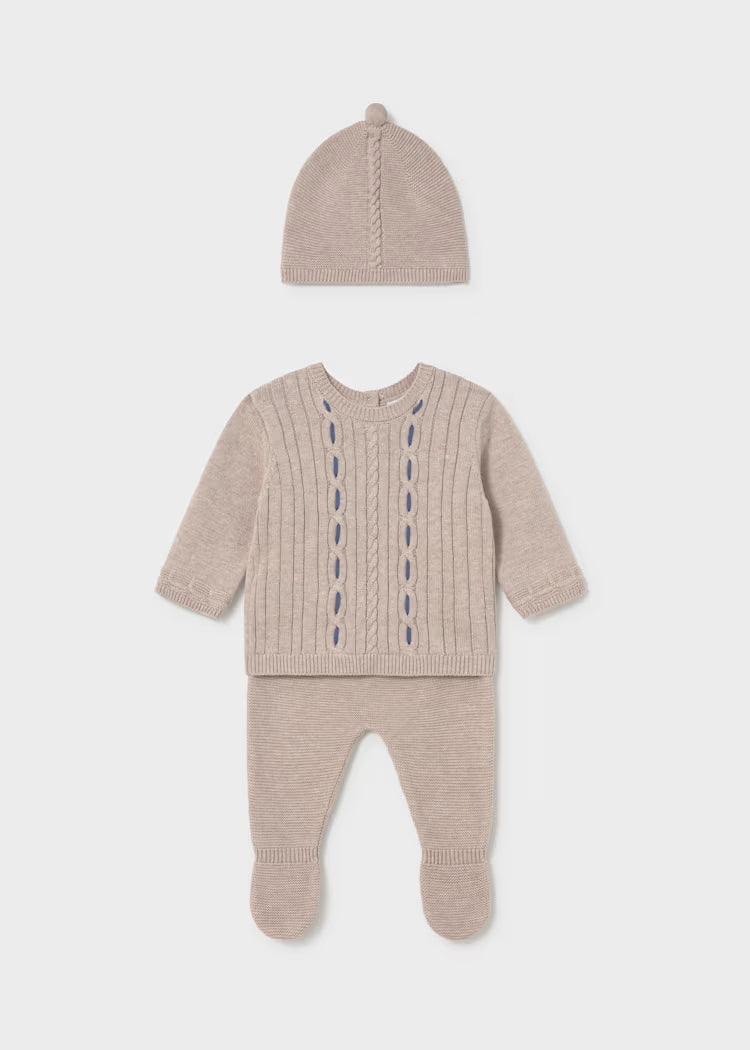 Moca and Blue Knit 3pc Set