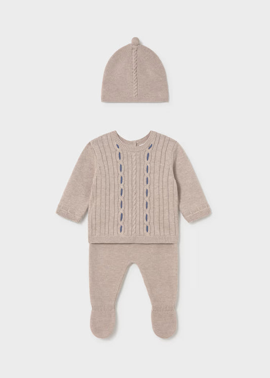Moca and Blue Knit 3pc Set