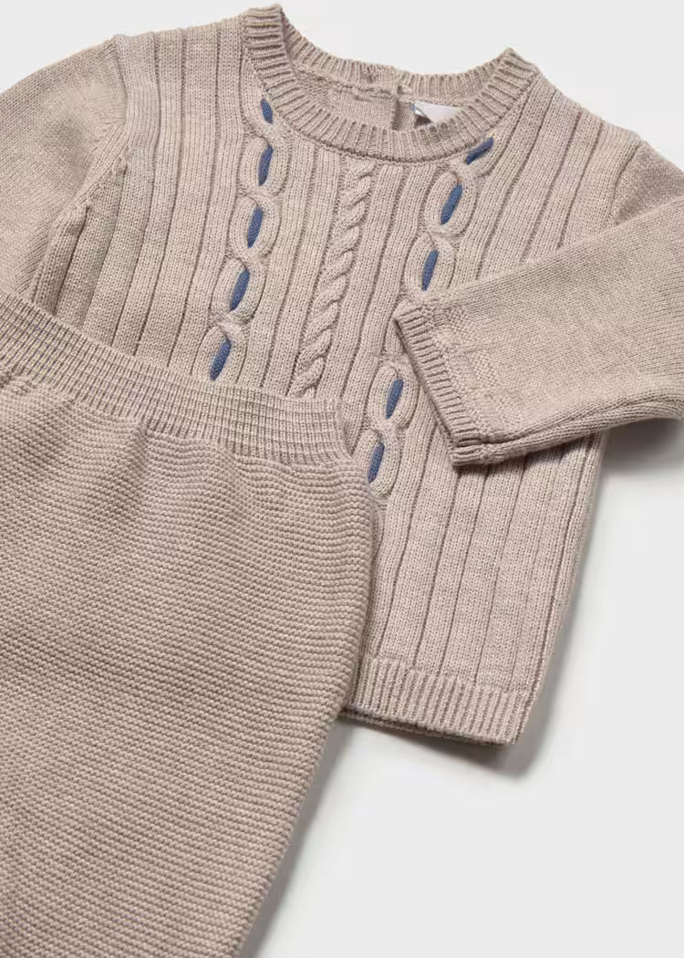 Moca and Blue Knit 3pc Set