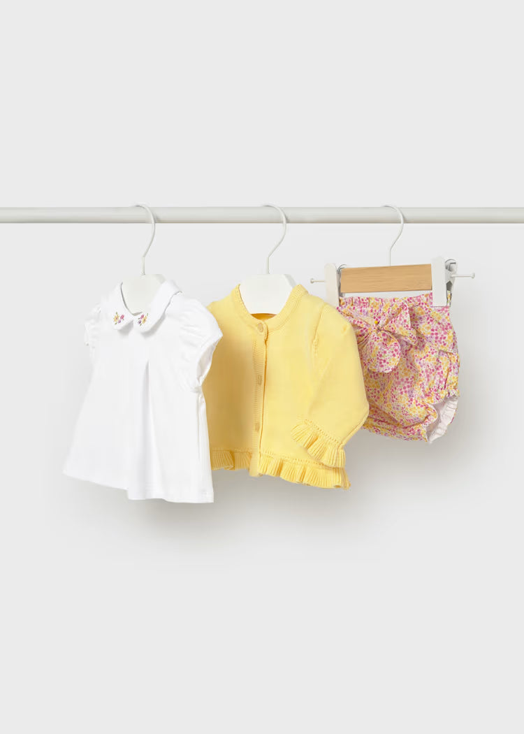Yellow Sweater Floral Blommer 3pc Set