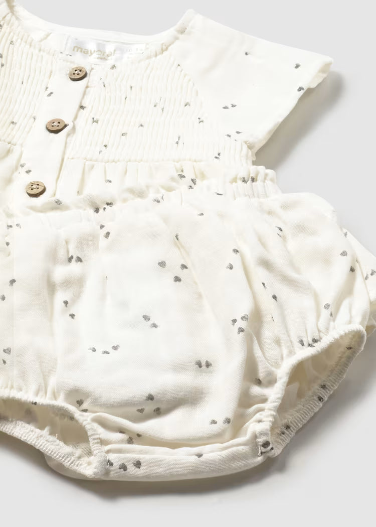 Off-white Blouse and Bloomers with Heart set