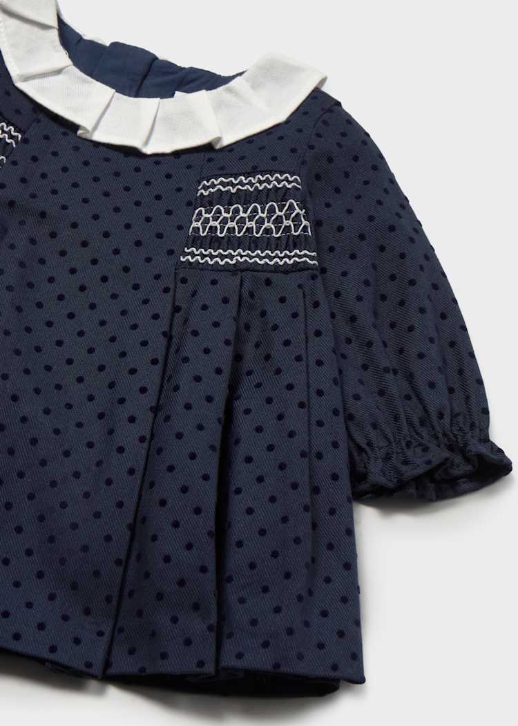 Navy Flocked Dress