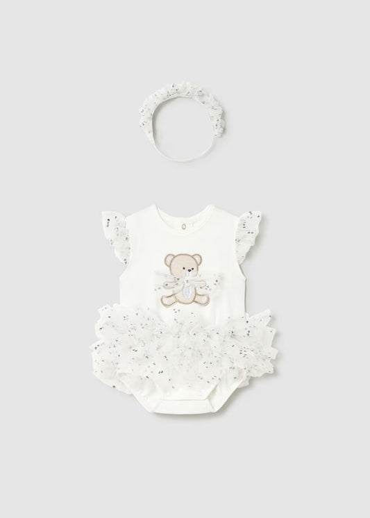 Natural Tulle Bodysuit with Headband Set
